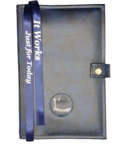 DOUBLE Cover for Hardback Reg Size NA Basic Text(6th Ed) OR Traditions...AND... It Works OR Living Clean w Medallion Holder(Blue) DDBNA60401