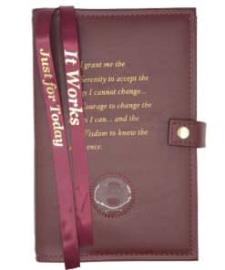 DOUBLE Cover for Hardback Reg Size NA Basic Text(6th Ed) OR Traditions...AND...It Works OR Living Clean w Serenity Prayer/Medallion Holder(Burgundy) DDBNA60704