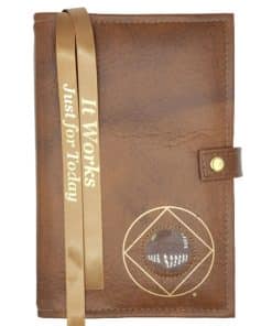 DOUBLE Cover for Hardback Reg Size NA Basic Text(6th Ed) OR Traditions...AND... It Works OR Living Clean w NA Symbol/Medallion Holder(Tan) DDBNA60903