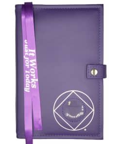 DOUBLE Cover for Hardback Reg Size NA Basic Text(6th Ed) OR Traditions...AND... It Works OR Living Clean w NA Symbol/Medallion Holder(Purple) DDBNA60908