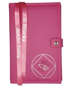 DOUBLE Cover for Hardback Reg Size NA Basic Text(6th Ed) OR Traditions...AND... It Works OR Living Clean w NA Symbol/Medallion Holder(Pink) DDBNA60909