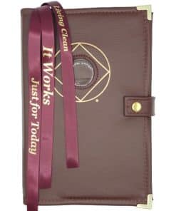 TRIPLE Cover for 3 Reg Size Hardback Books. Pick 3: NA Basic Text(6th Ed), Traditions, It Works , Living Clean with NA Symbol/Medallion Holder(Burgundy) LTDNA60904