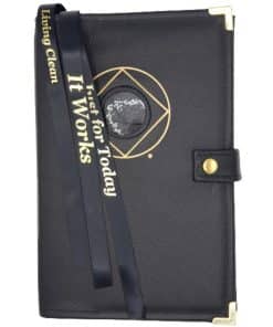TRIPLE Cover for 3 Reg Size Hardback Books. Pick 3: NA Basic Text(6th Ed), Traditions, It Works , Living Clean with NA Symbol/Medallion Holder(Black) LTDNA60906