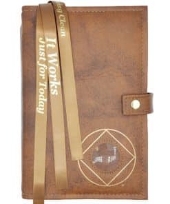 Triple Cover for 3 Reg Size Hardback Books. Pick 3: NA Basic Text(6th Ed), Traditions, It Works, Living Clean with NA Symbol/Medallion Holder(Tan) TDNA60903