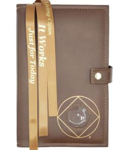 Triple Cover for 3 Reg Size Hardback Books. Pick 3: NA Basic Text(6th Ed), Traditions, It Works, Living Clean with NA Symbol/Medallion Holder(Brown) TDNA60905