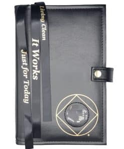 Triple Cover for 3 Reg Size Hardback Books. Pick 3: NA Basic Text(6th Ed), Traditions, It Works, Living Clean with NA Symbol/Medallion Holder(Black) TDNA60906