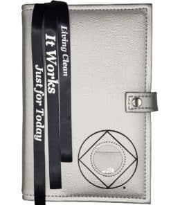 Triple Cover for 3 Reg Size Hardback Books. Pick 3: NA Basic Text(6th Ed), Traditions, It Works, Living Clean with NA Symbol/Medallion Holder(Nickel) TDNA60912