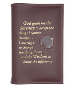 12n12 Paperback (Regular Size) Book Cover w/ Serenity Prayer/Medallion Holder and paperboard (BURGUNDY)TTS0704