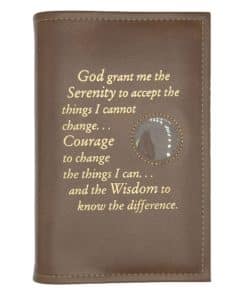 12n12 Paperback (Regular Size) Book Cover w/ Serenity Prayer/Medallion Holder and paperboard (BROWN)TTS0705