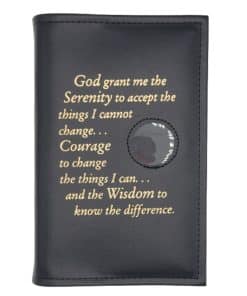 12n12 Paperback (Regular Size) Book Cover w/ Serenity Prayer/Medallion Holder and paperboard (BLACK)TTS0706