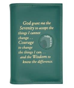 12n12 Paperback (Regular Size) Book Cover w/ Serenity Prayer/Medallion Holder and paperboard (GREEN)TTS0707