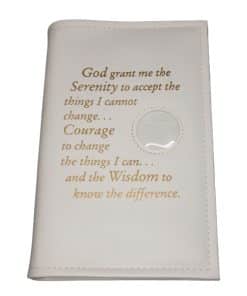 12n12 Paperback (Regular Size) Book Cover w/ Serenity Prayer/Medallion Holder and paperboard (WHITE)TTS0710